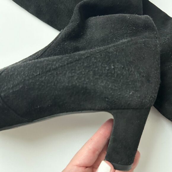 Stuart Weitzman Tall Black Suede Sock Boots Size 10 N - Picture 8 of 10